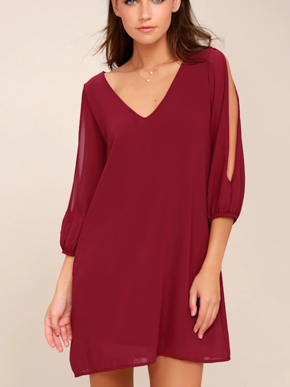 Lulu’s Red Flowing Shift Dress Size XL Cold Shoulder